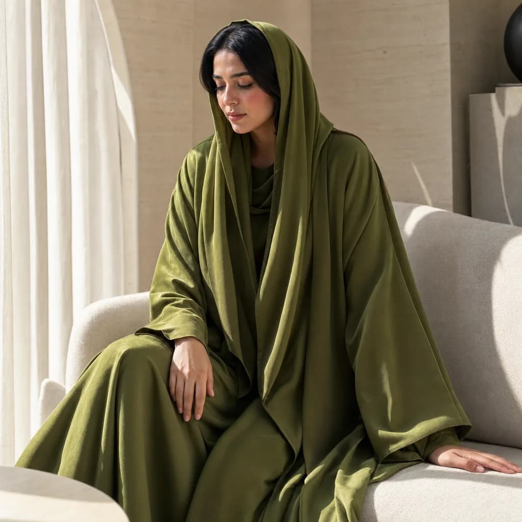 عباية هدوء — أخضر طحلبي